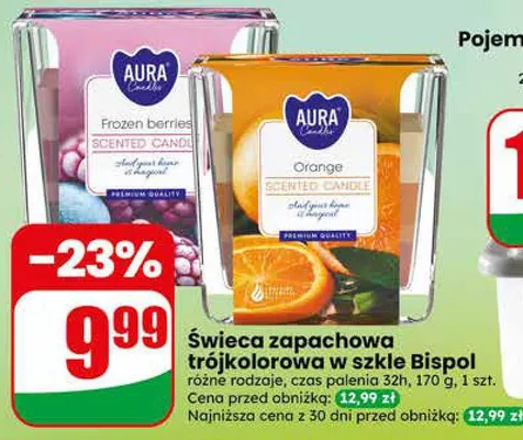Świeca zapachowa trójkolorowa w szkle promocja w Dino