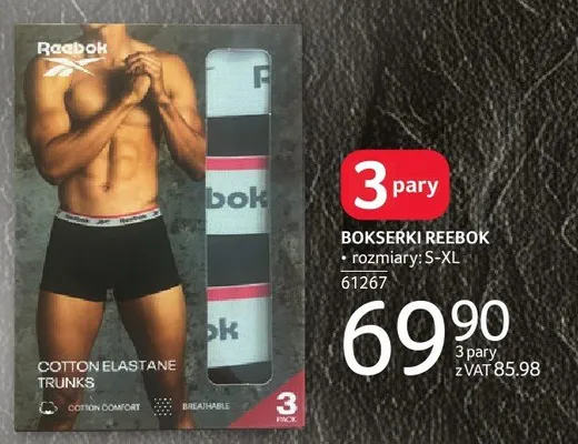 Bokserki REEBOK, rozmiary S-XL promocja w Selgros