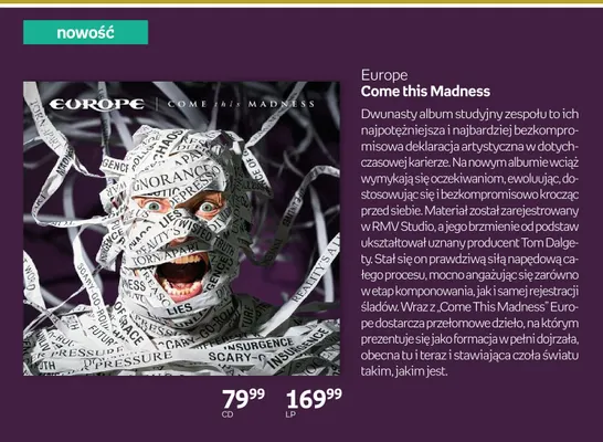 Europe Come this Madness CD promocja w Empik