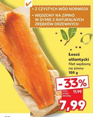 Łosoś atlantycki filet wędzony na zimno promocja w Kaufland