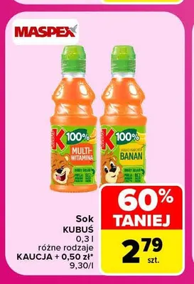 Sok Kubuś multiwitamina promocja w Carrefour Market