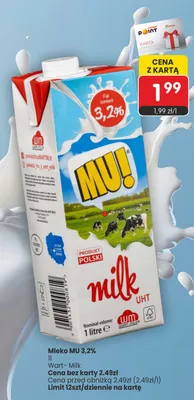 Mleko UHT MU! 3,2% promocja w Market Point