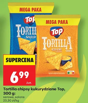 Tortilla chipsy kukurydziane solone promocja w Biedronka