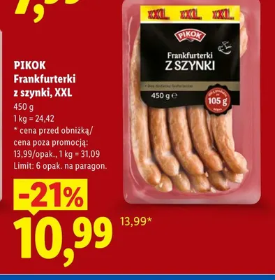 Frankfurterki z szynki XXL Pikok promocja w Lidl