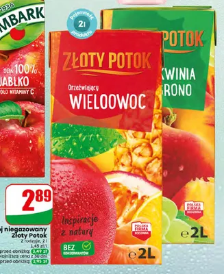 Napój niegazowany Złoty Potok Brzoskwinia Białe Grono promocja w Dino