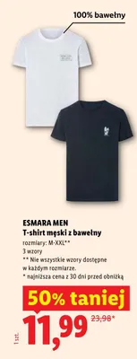 T-shirt męski z bawełny Esmara Men promocja w Lidl