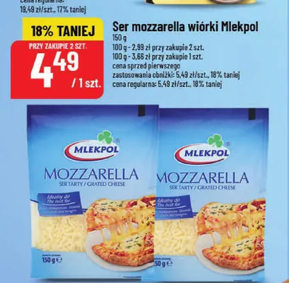 Ser mozzarella wiórki Mlekpol promocja w POLOmarket