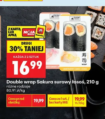 Double wrap Sakura surowy łosoś promocja w Biedronka
