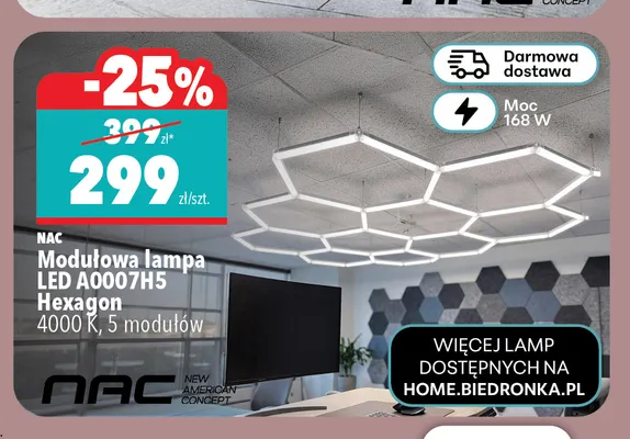 Modułowa lampa LED Nac A0007H5 Hexagon promocja w Biedronka Home