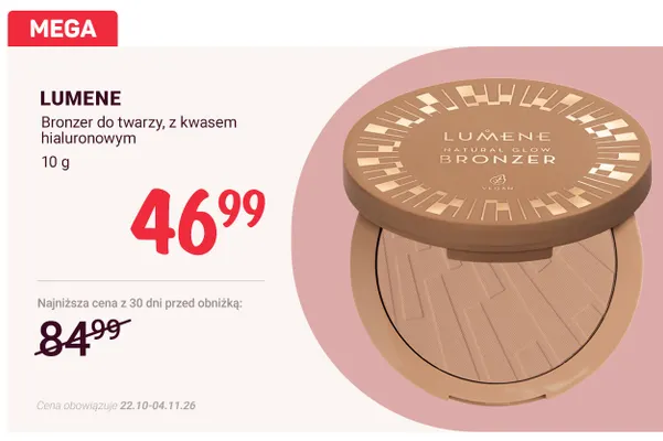 Bronzer do twarzy z kwasem hialuronowym Lumene promocja w Rossmann