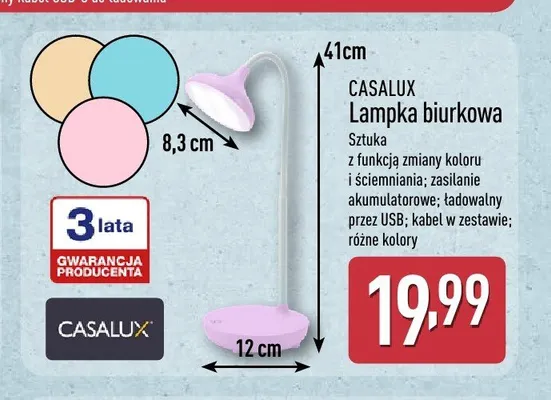 Lampka biurkowa Casalux promocja w Aldi