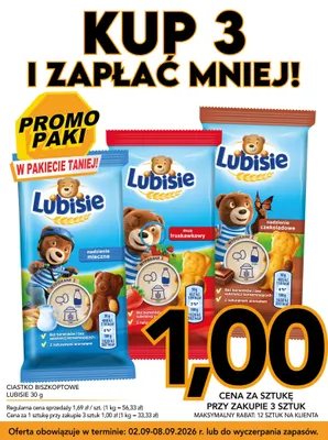 Ciastko biszkoptowe Lubisie z musem truskawkowym promocja w Kupiec
