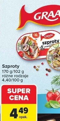 Szproty w sosie pomidorowym Graal promocja w Carrefour