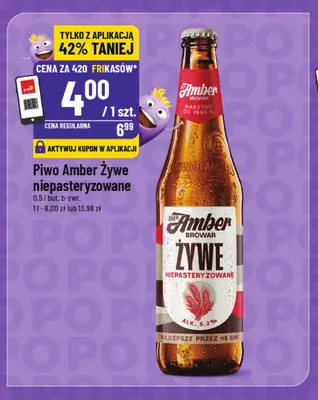 Piwo Amber Żywe niepasteryzowane promocja w POLOmarket