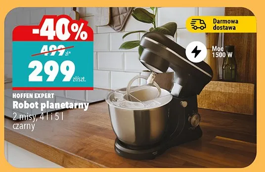 Robot planetarny z misą 4l 1.5l czarny promocja w Biedronka Home