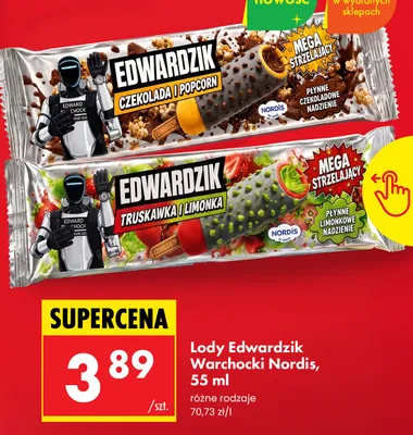 Lody Edwardzik Truskawka i Limonka Nordis promocja w Biedronka