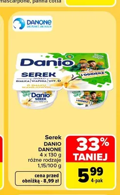 Serek homogenizowany Danio 4-pak o smaku waniliowym promocja w Carrefour Market