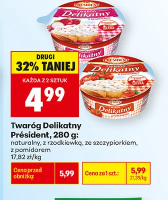 Twaróg delikatny Président z pomidorem promocja w Biedronka