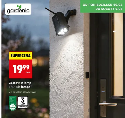 Zestaw 2 lamp LED lub lampa z panelem słonecznym promocja w Biedronka