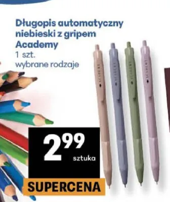 Długopis automatyczny niebieski z gripem Academy promocja w Delikatesy Centrum