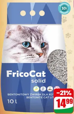 Żwirek dla kota bentonitowy FricoCat Solid promocja w Dino