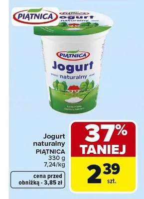 Jogurt naturalny Piątnica promocja w Carrefour Market