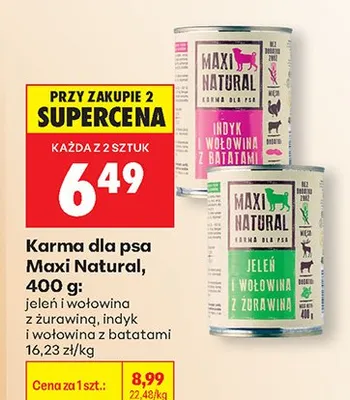 Karma dla psa Maxi Natural indyk i wołowina z batatami promocja w Biedronka
