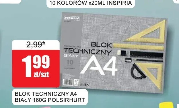 Blok techniczny A4 biały Polsirhurt promocja w Bingo