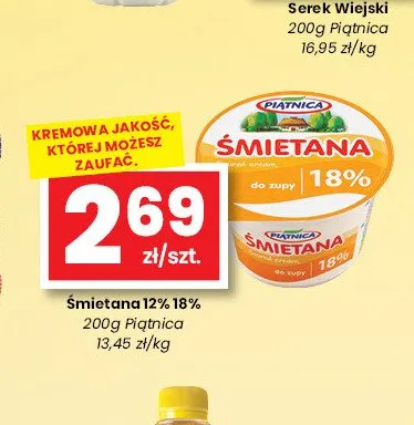 Śmietana 18% Piątnica promocja w emma MARKET