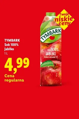 Sok 100% jabłko Tymbark promocja w Lidl