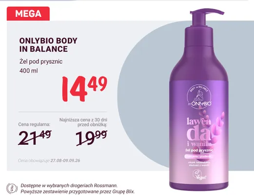 Żel pod prysznic OnlyBio Body in Balance promocja w Rossmann
