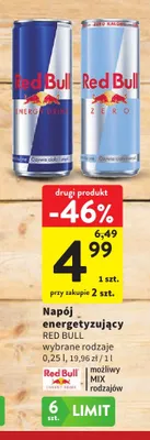Napój energetyzujący Red Bull Zero promocja w Intermarche