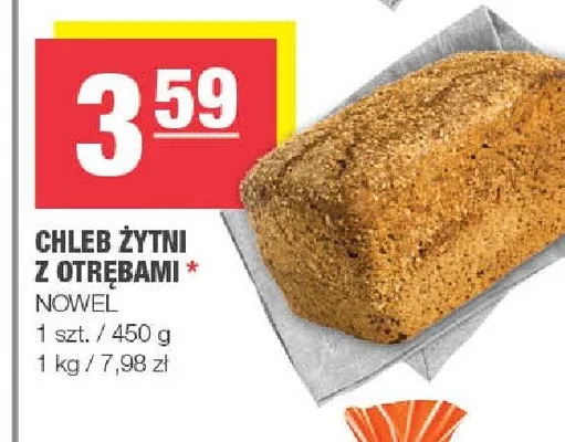 Chleb żytni z otrębami NOWEL promocja w SPAR