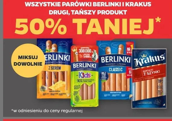 Parówki Berlinki i Krakus promocja w Netto
