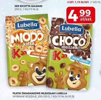 Płatki śniadaniowe mlekołaki miodo kółka, choco muszelki promocja w Top Market