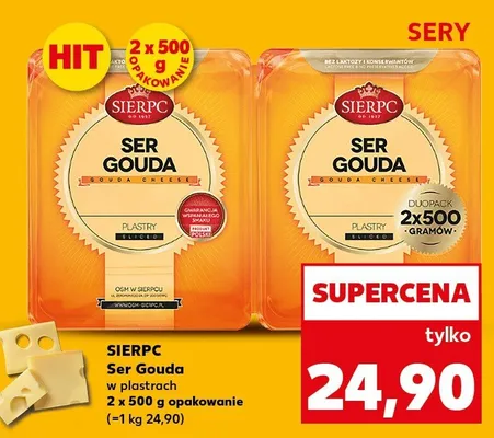 Ser Gouda w plastrach 2x500g  promocja w Kaufland