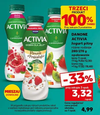 Jogurt pitny Activia truskawka zboża promocja w Kaufland