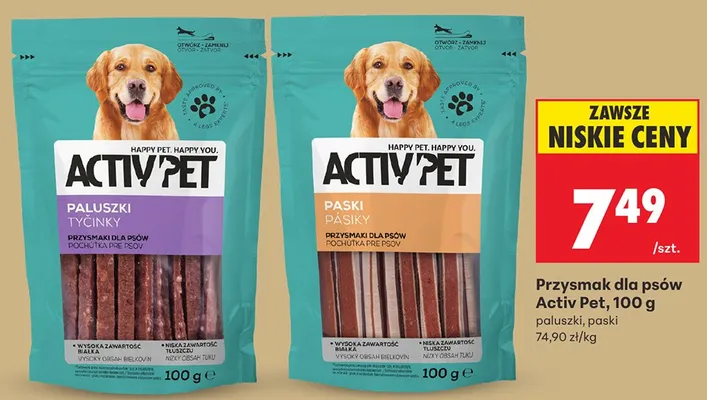 Przysmak dla psów Activ Pet paski promocja w Biedronka