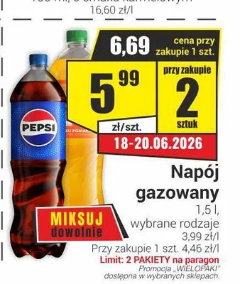 Napój gazowany Pepsi promocja w Delikatesy Sezam