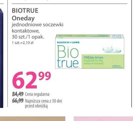 Jednodniowe soczewki kontaktowe Oneday Biotrue promocja w Hebe