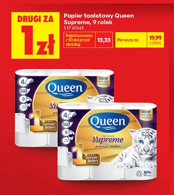 Papier toaletowy Queen Supreme 9-pak promocja w Biedronka