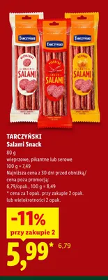 Salami Snack Tarczyński wieprzowe promocja w Lidl