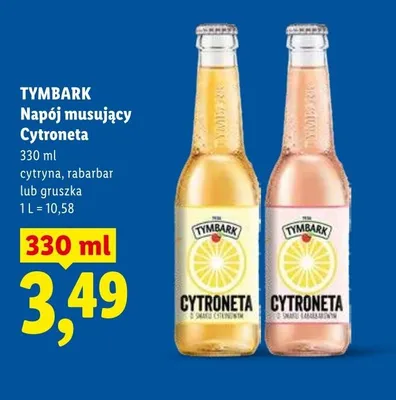 Napój musujący Tymbark Cytroneta rabarbar promocja w Lidl