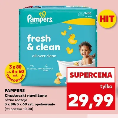 Chusteczki nawilżane Pampers Fresh & Clean 3-pak 80 szt. promocja w Kaufland