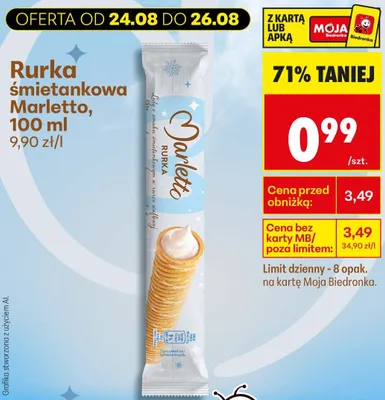 Rurka śmietankowa Marletto promocja w Biedronka