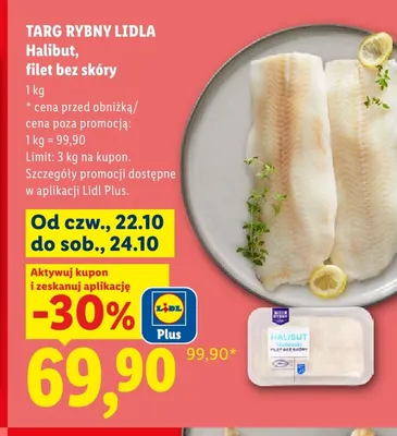 Halibut filet bez skóry Targ Rybny Lidla promocja w Lidl