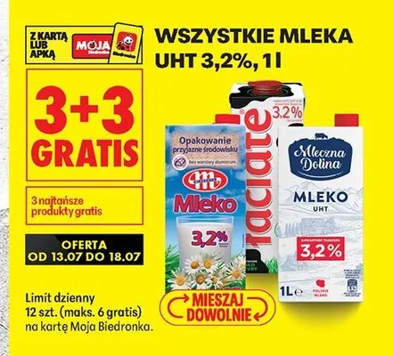 Mleko UHT 3,2% Mlekovita promocja w Biedronka