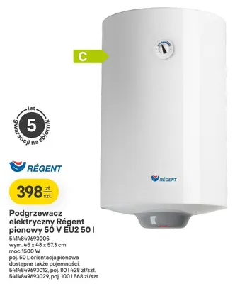 Podgrzewacz elektryczny Régent pionowy 50 l promocja w Castorama