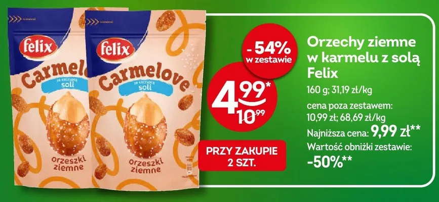 Orzeszki ziemne w karmelu z solą promocja w Żabka