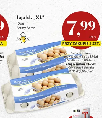 Jaja klasa XL Fermy Baran promocja w Market Point